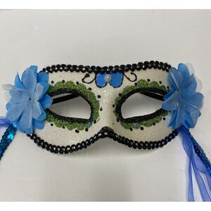 NEW - Day of the Dead Mask w/ Strap Partial Face‎ Sugar Skull Costume Masquerade
